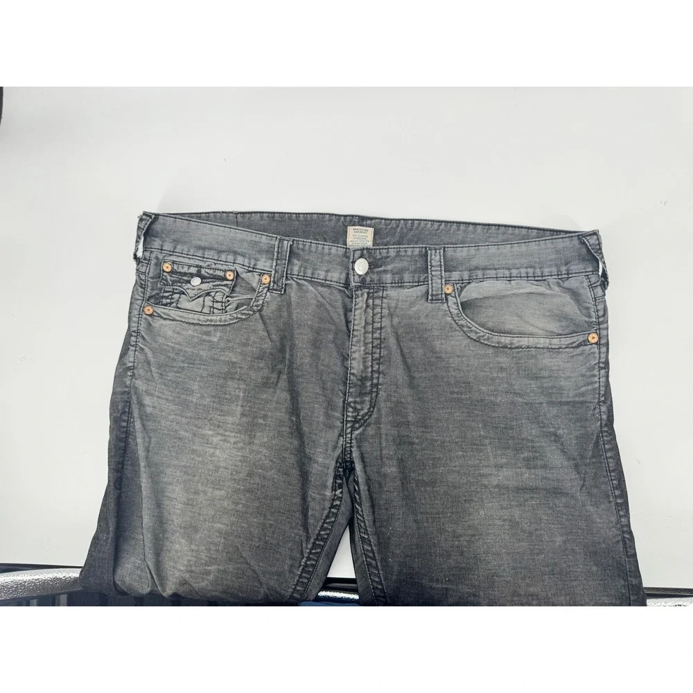 True Religion‎ Jeans Ricky 44x34 Bootcut Black Grey Wash Flap Pocket Baggy